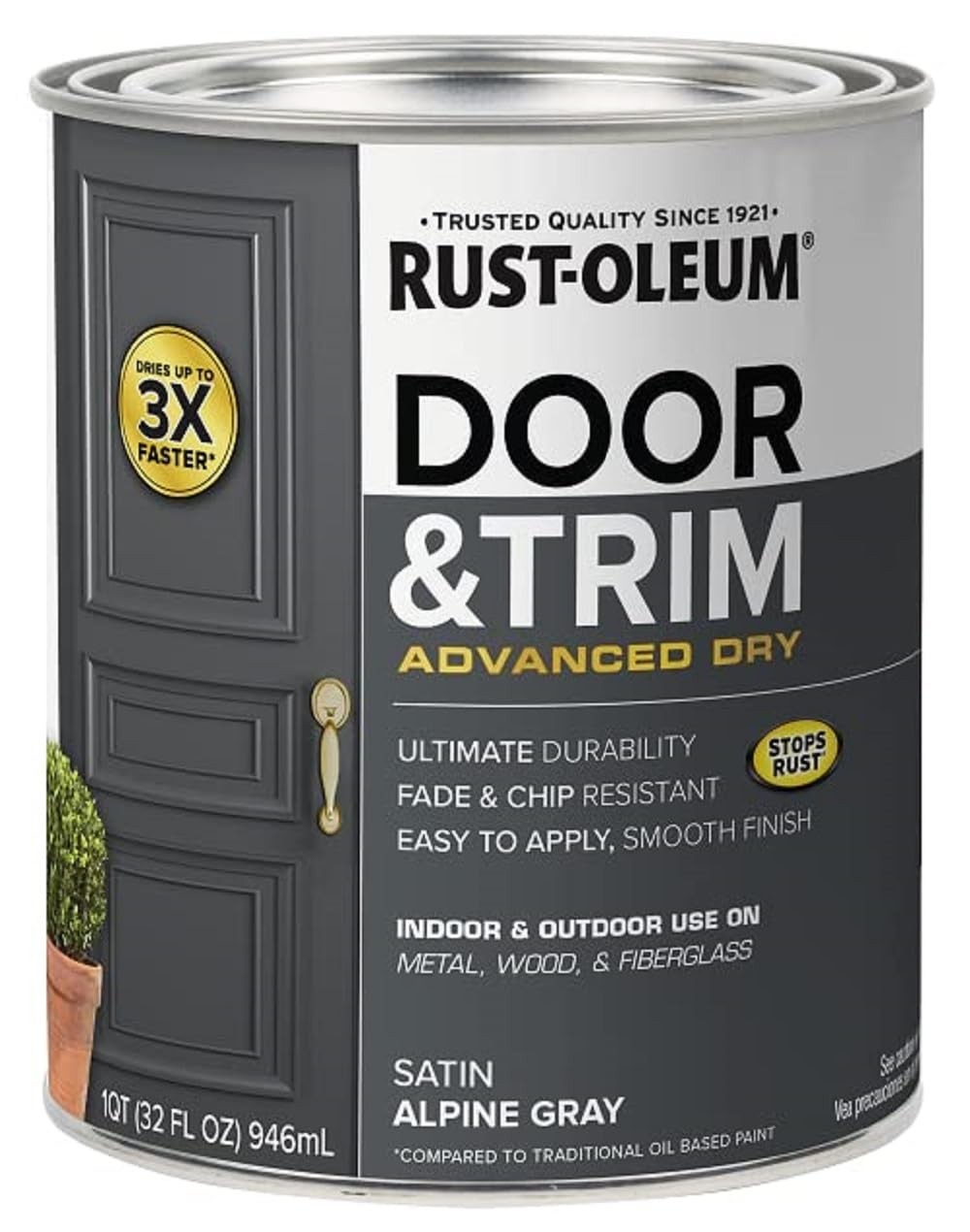 Rust Oleum Satin Alpine Gray Door And Trim Paint 32 Fl Oz Water Based Fast Dr…