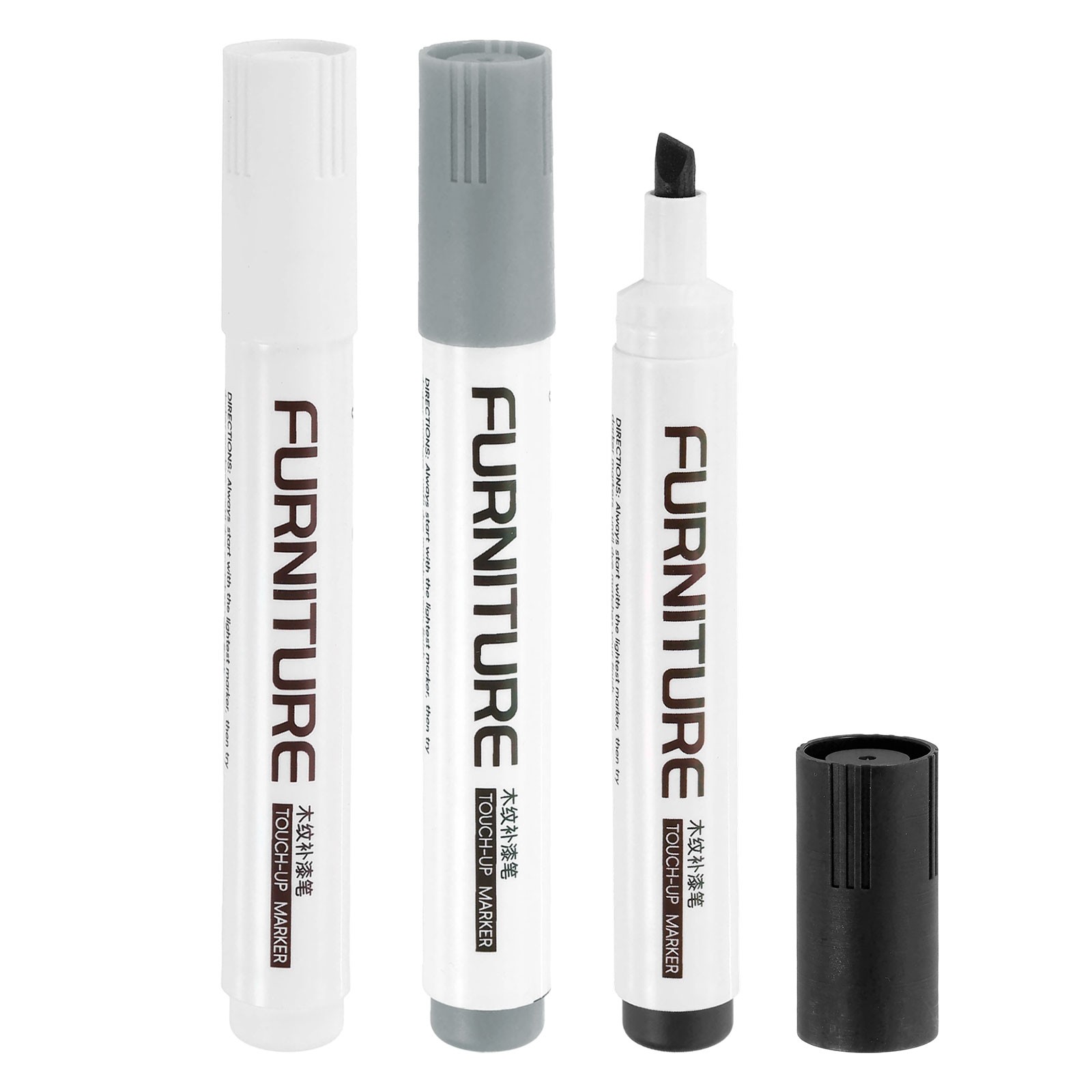 Furniture Markers Touch Up, 3pcs Furniture Repair Kit, Black/White/Gray