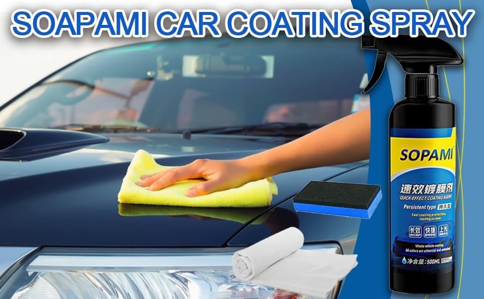 2 pcs Quick Car Coating Wax Spray Kit – Scratch Remover & Glass Cleaner