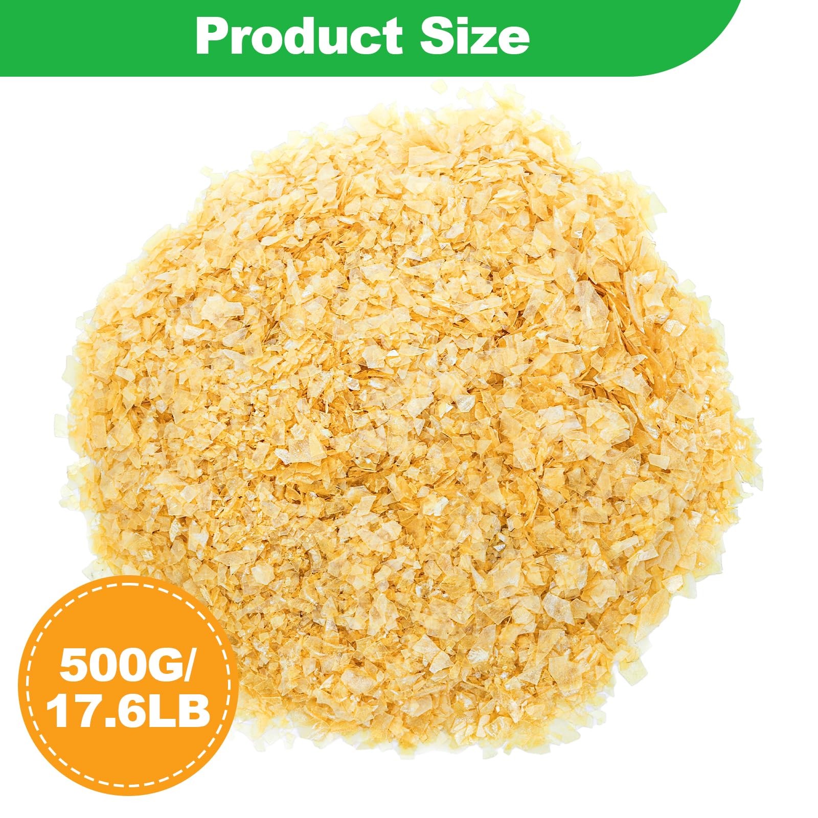1.1 LB/17.6 OZ Blonde Shellac Flakes, 500G Pure Flakes Yellow