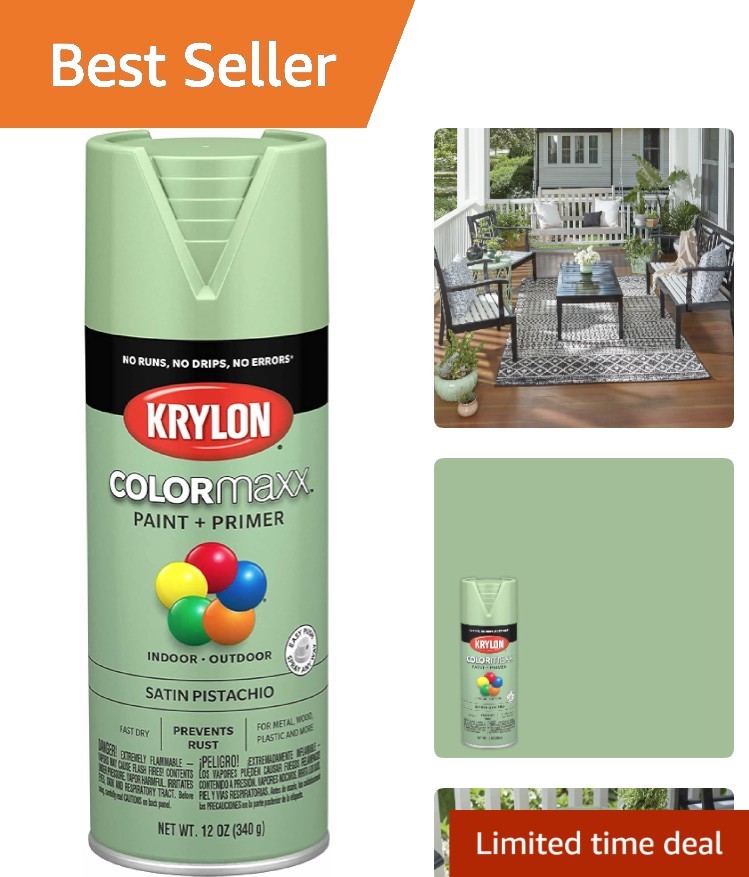 Smooth Satin Pistachio Spray Paint & Primer – 12 oz Indoor/Outdoor Use by Krylon