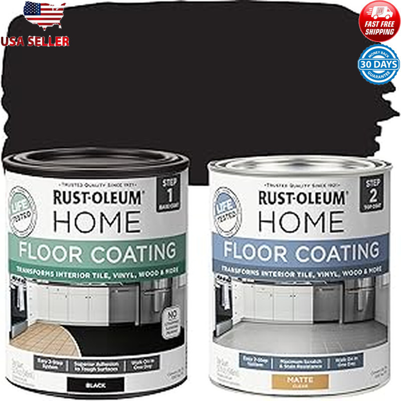 Matte Black Home Interior Floor Coating Kit Pack of 2 Fast-Drying 1 Quarts