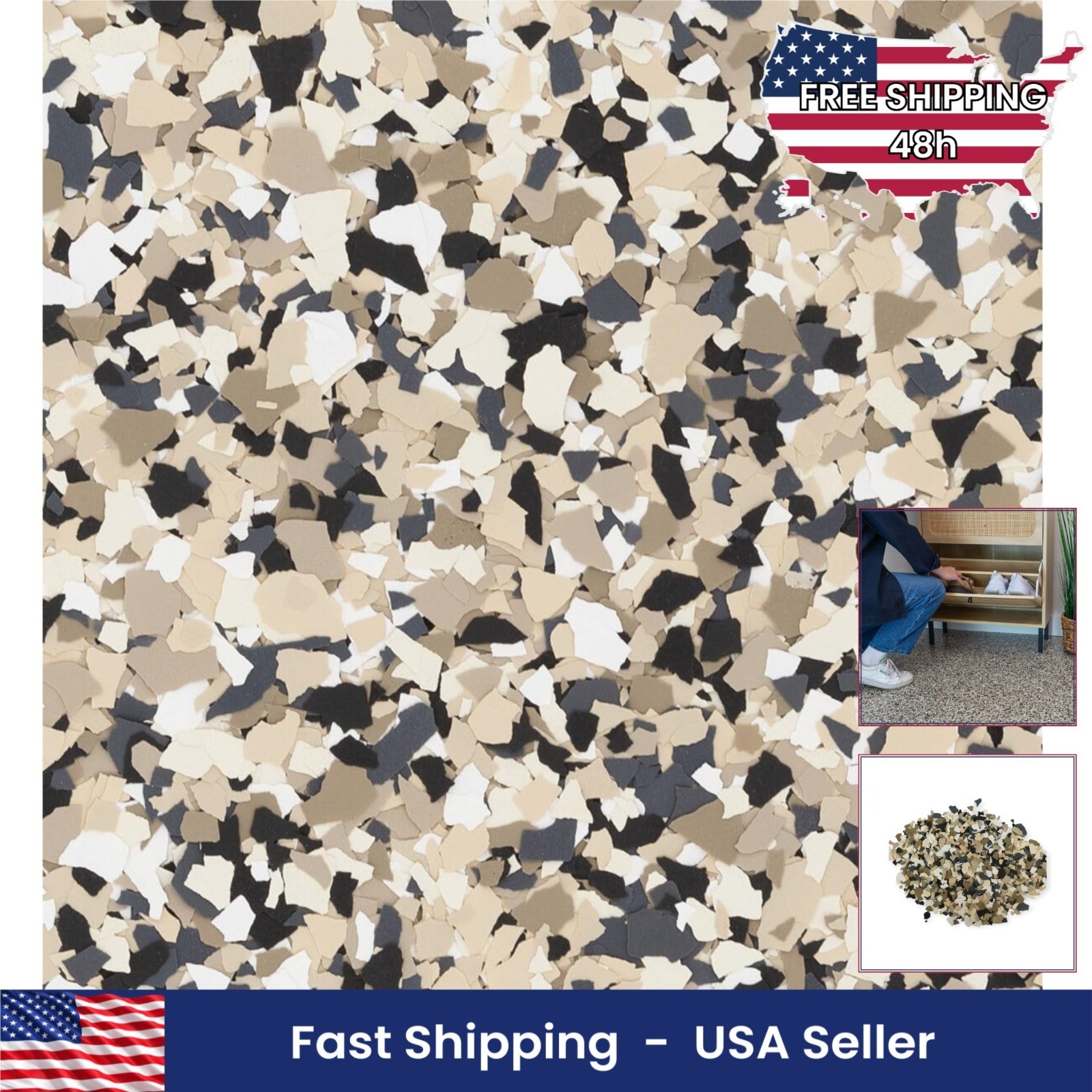 Epoxy Floor Flakes Decorative Color Chips 1/4″ Garage Floor Coating Timberline