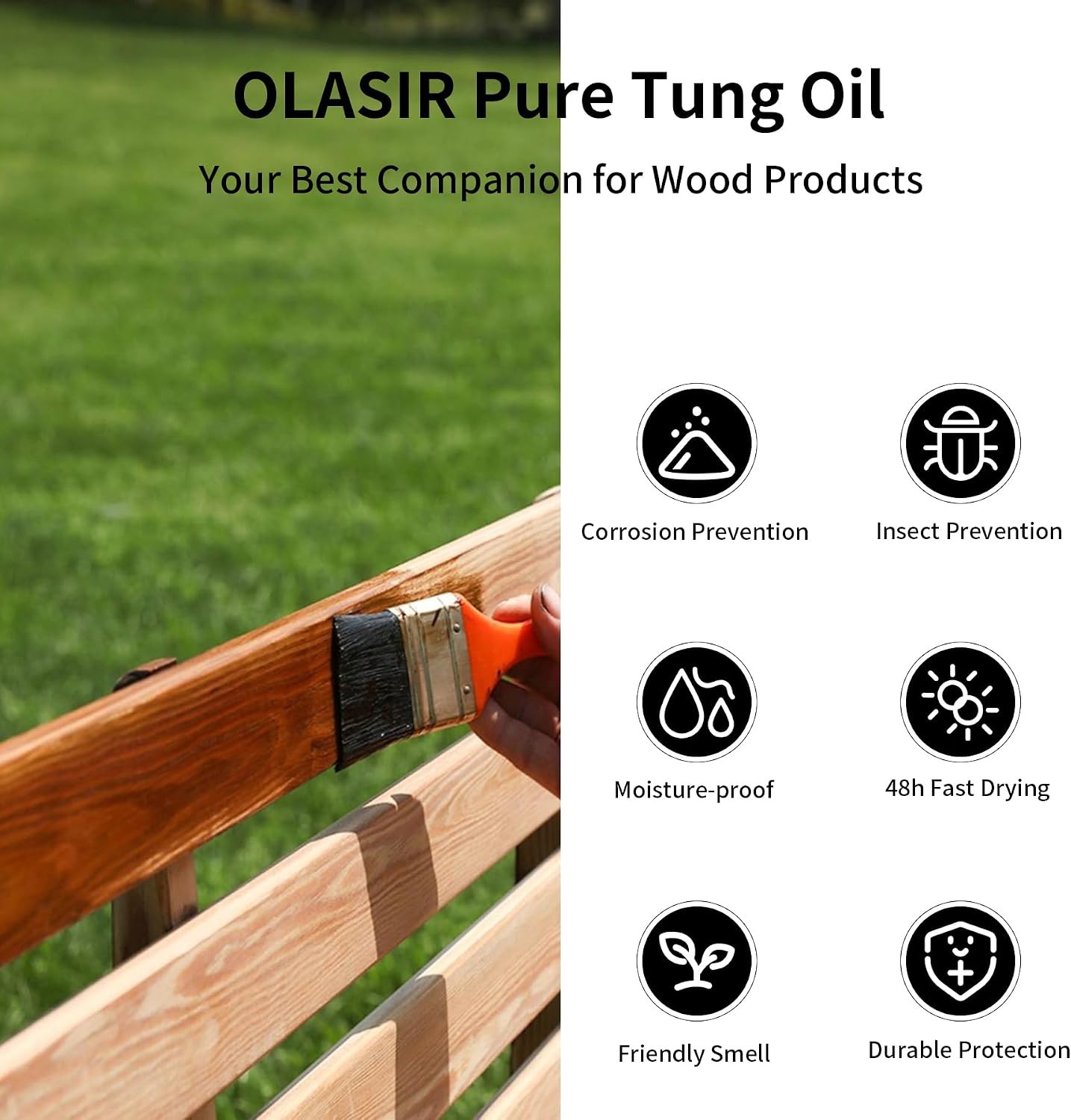 Pure Tung Oil 16oz Food Grade Waterproof Wood Sealer for Furniture & Floors