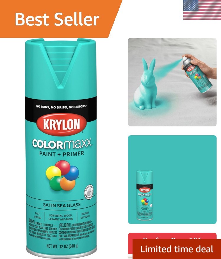 Krylon COLORmaxx 12oz Spray Paint & Primer in Sea Glass – Fast Drying & Rust …
