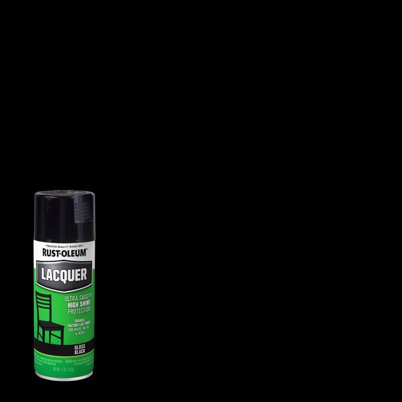 Rust-Oleum 1905830 Black Gloss Lacquer Spray Paint 11 oz. (Pack of 6)