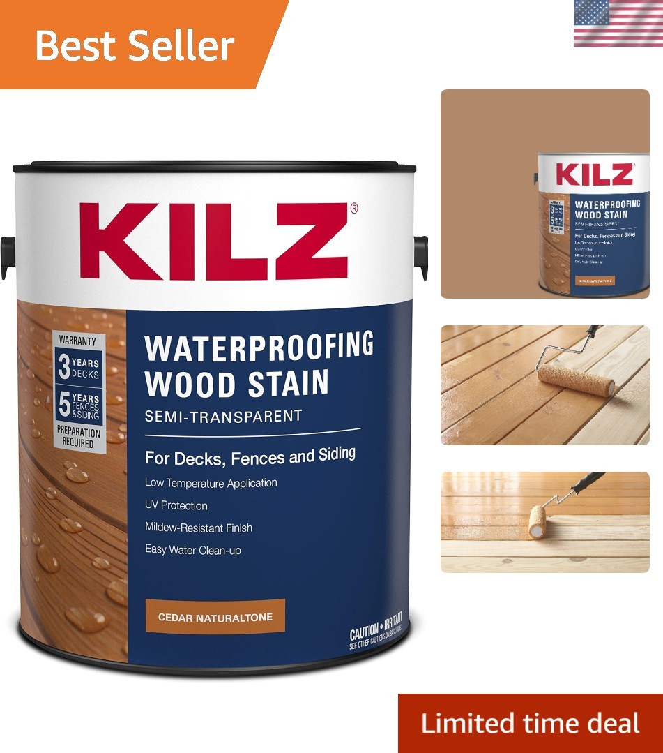 Easy Apply 1 Gallon Waterproofing Wood Stain – Cedar Semi-Transparent Finish