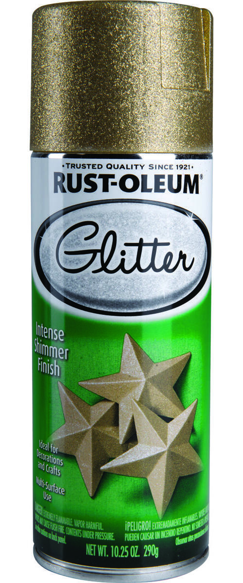 Rust-Oleum 301495 Glitter Spray Paint, Shimmer, Gold, 10.25 oz, Aerosol Can