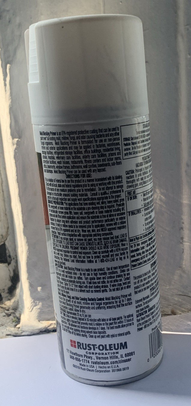 Zinsser MOLD BLOCKING PRIMER 13 oz. White Water-Based Alkyd Masonry Metal 287512