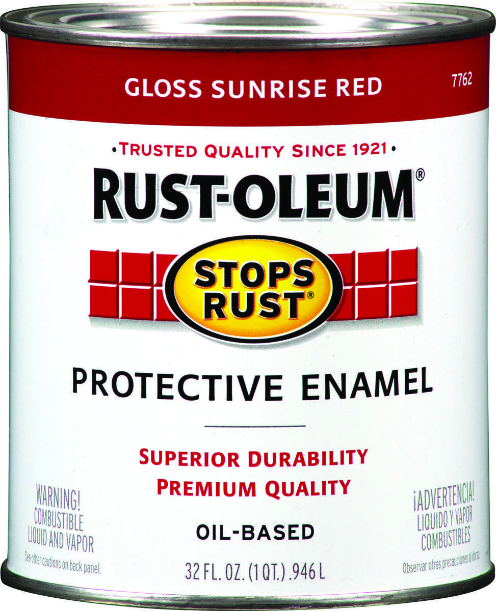 Rust-Oleum 7762-502 STOPS RUST Protective Enamel, Gloss, Sunrise Red, 1 qt Can