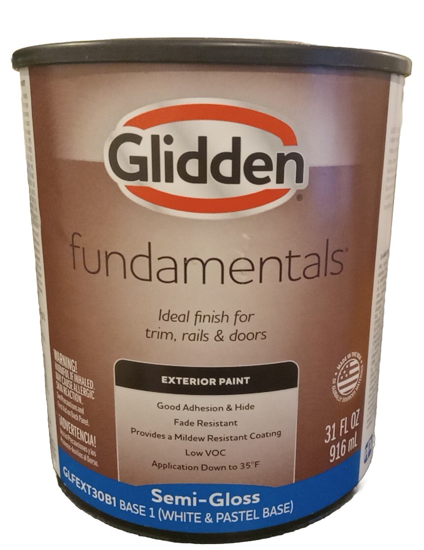 Glidden Total Exterior Paint + Primer Semi-Gloss White & Pastel Base Quart
