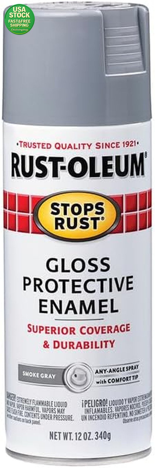 Stops Rust Spray Paint 12 Oz Gloss Smoke Gray Weather Resistant