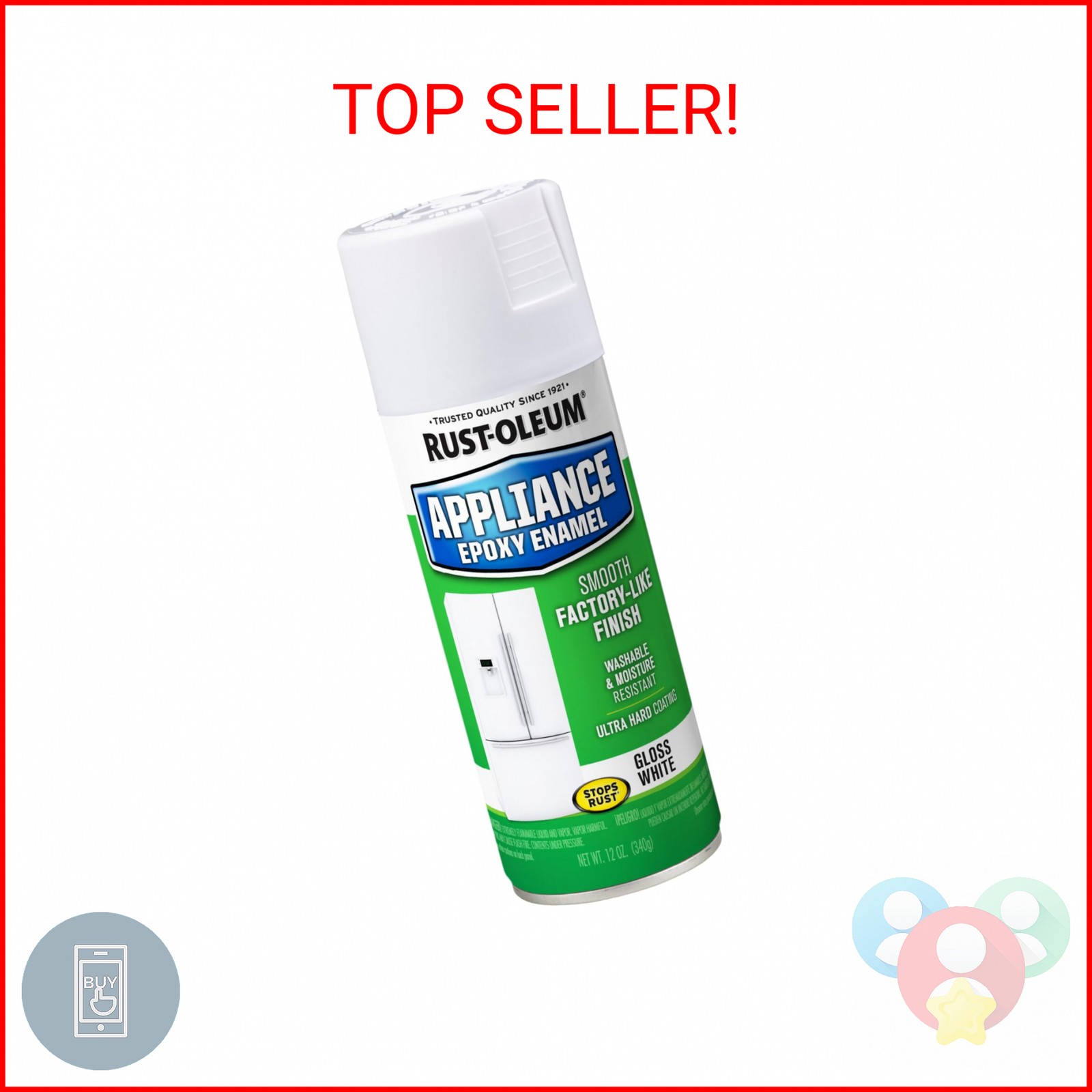 Rust-Oleum 7881830 Specialty Appliance Epoxy Spray Paint, 12 oz, White