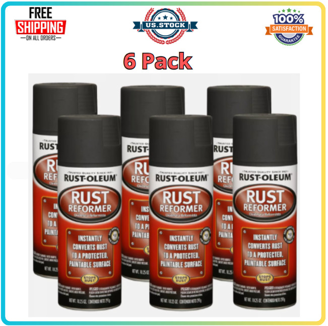 Rust-Oleum 248658-6PK Rust Reformer Spray, 10.25 oz, Black, 6 Pack