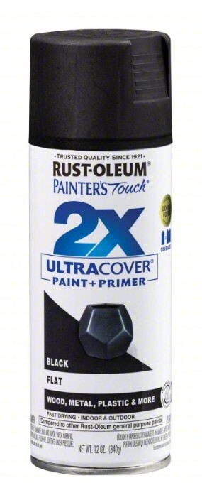 Rust-Oleum Painter’s Touch 2X Ultracover Paint+Primer Flat Black Paint – 12 oz.