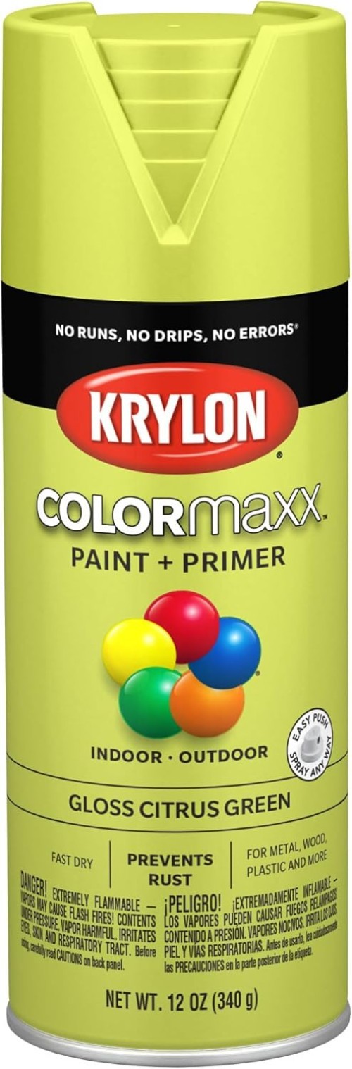 Versatile 12 oz Gloss Citrus Green Spray Paint & Primer for Indoor/Outdoor Use