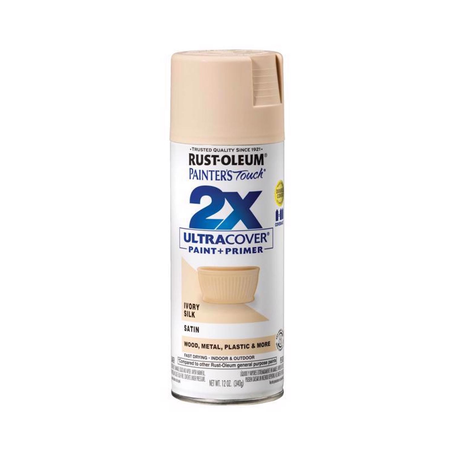 Rust-Oleum Painter’s Touch Ultra Cover Satin Ivory Silk Spray Paint 12oz.6pk