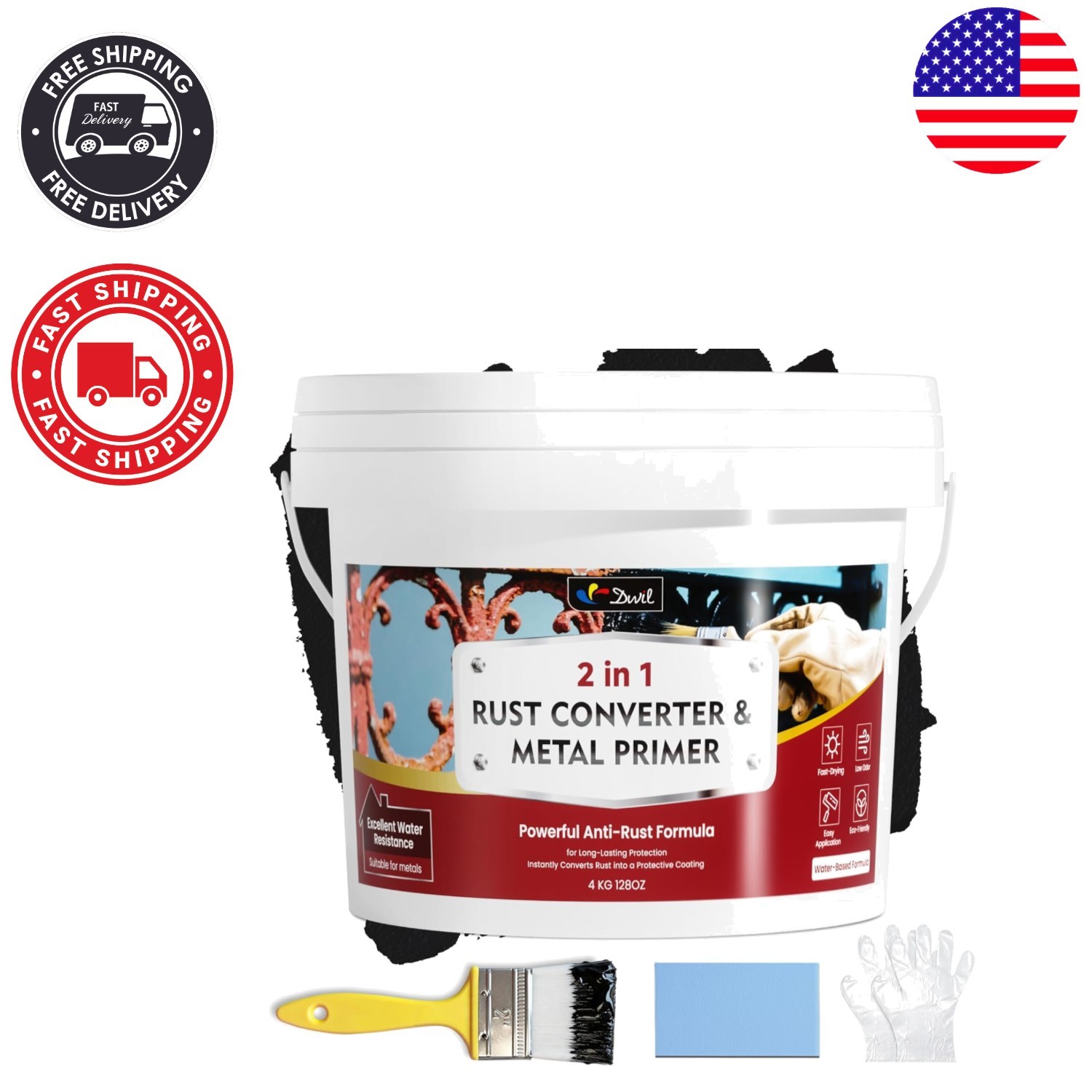 Rust Prevention Paint for Metal Surfaces – Easy Application, 1 Gal Black