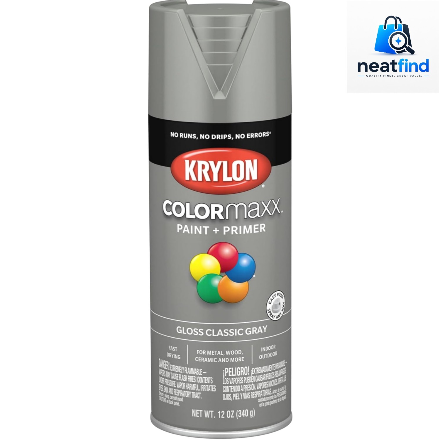 Colormaxx Gloss Spray Paint & Primer, Classic Gray – 1 Each