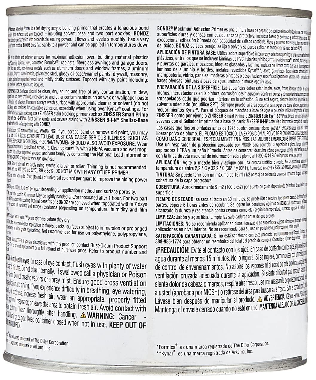 Zinsser Bondz Interior/Exterior Maximum Adhesion Primer – 1 qt.