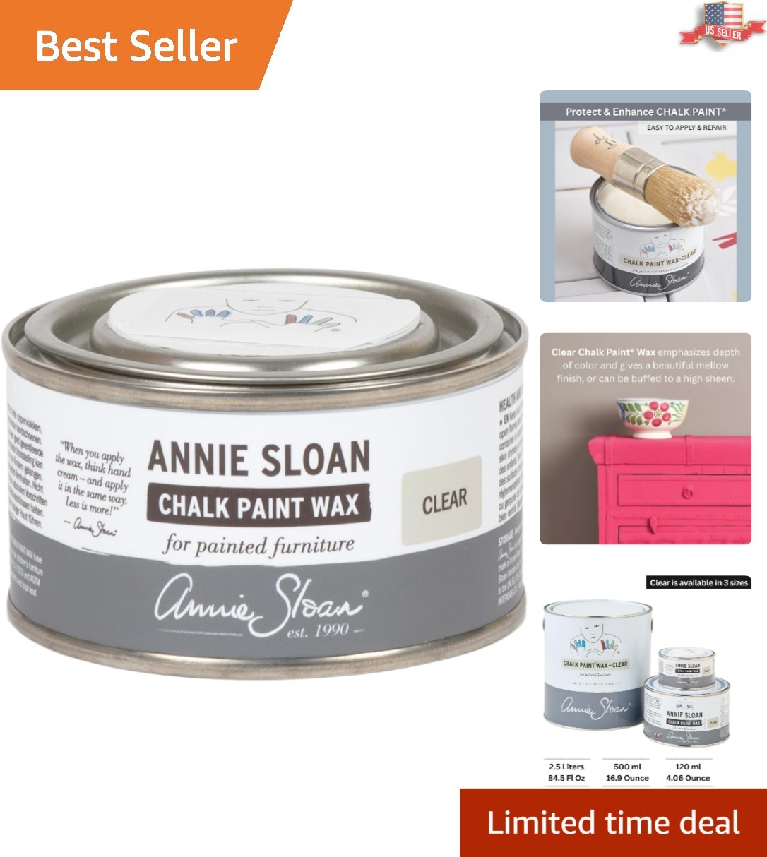 Clear 4.06 Ounce Chalk Paint Wax – Professional Quality Finish for Home Decor