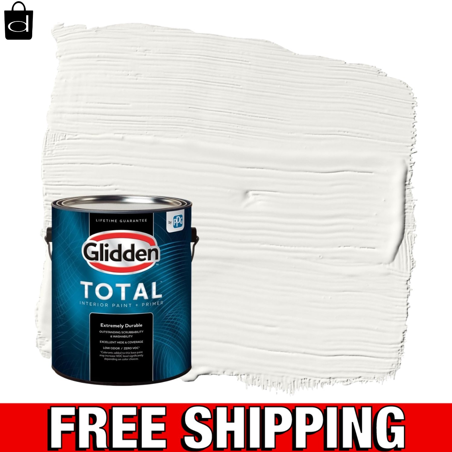 Total 1 Gallon Washable White Interior Paint with Primer – Low VOC and Durable