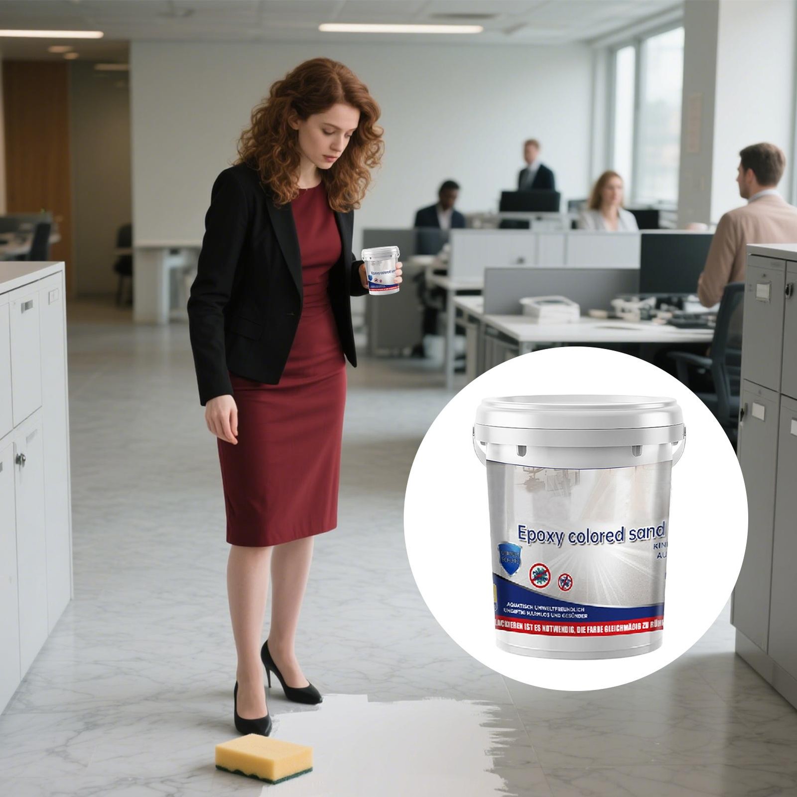 Marble Effect Epoxy Floor Coating High-Gloss Floor Paint Waterproof & Anti-slip
