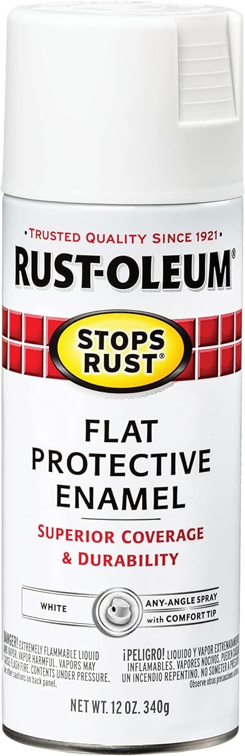 7780830 Stops Rust Spray Paint, 12 Ounce, Flat White Clean Metal Primer, 12 Fl O