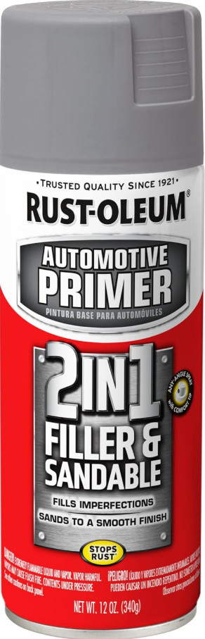 Rust-Oleum 2in1 Filler Primer Spray Gray Sandable Auto Metal Fast Dry Aerosol