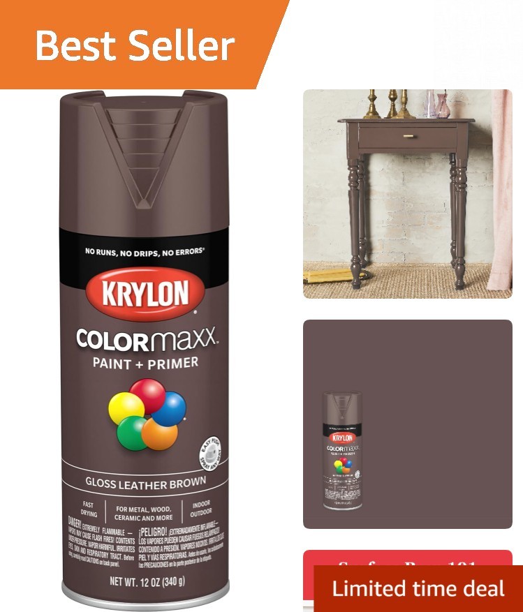 Krylon COLORmaxx Acrylic Spray Paint – 12oz Gloss Leather Brown for All Surfaces