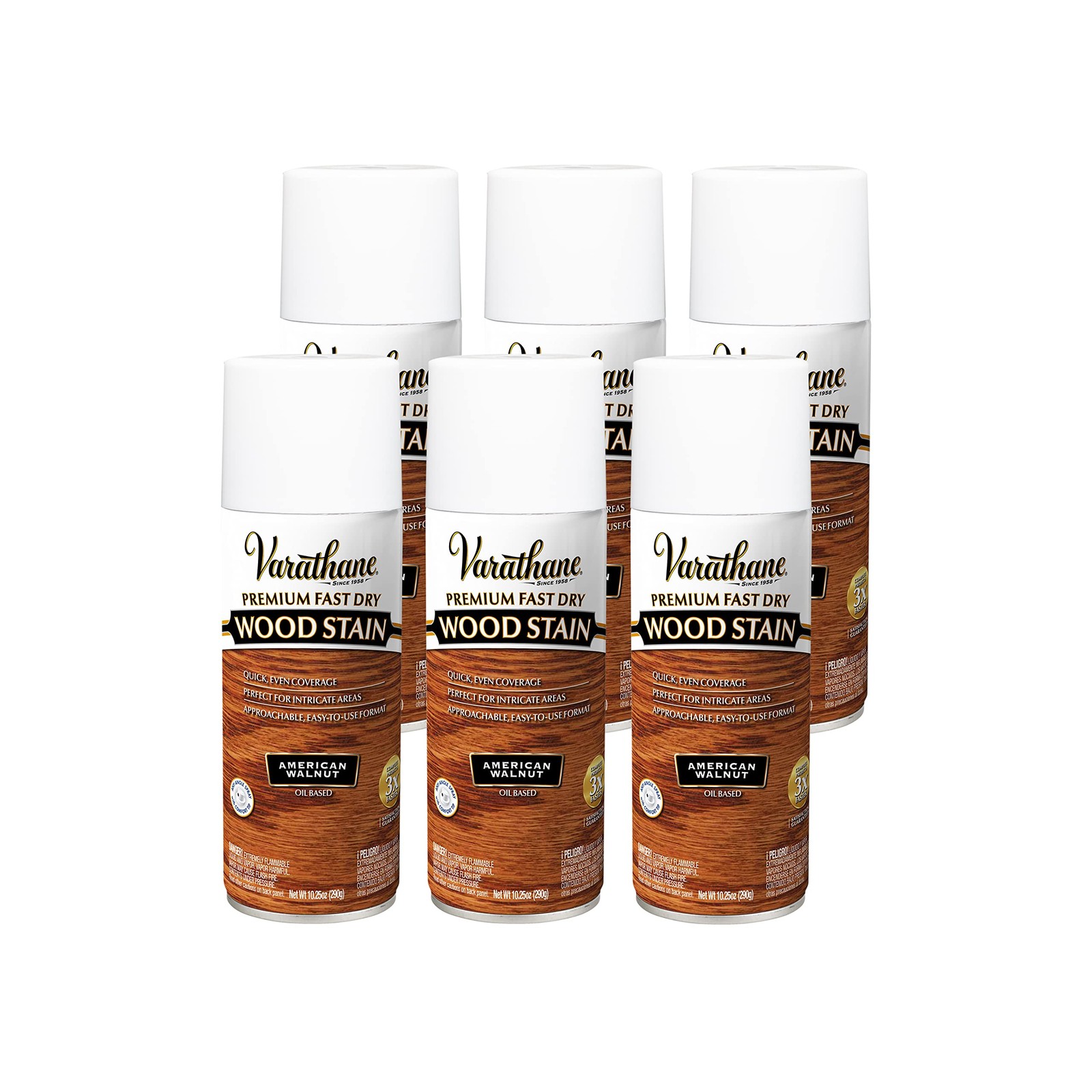 Fast Dry Wood Stain Spray, 10.25 oz, American Walnut, 6 Pack – Premium Quality