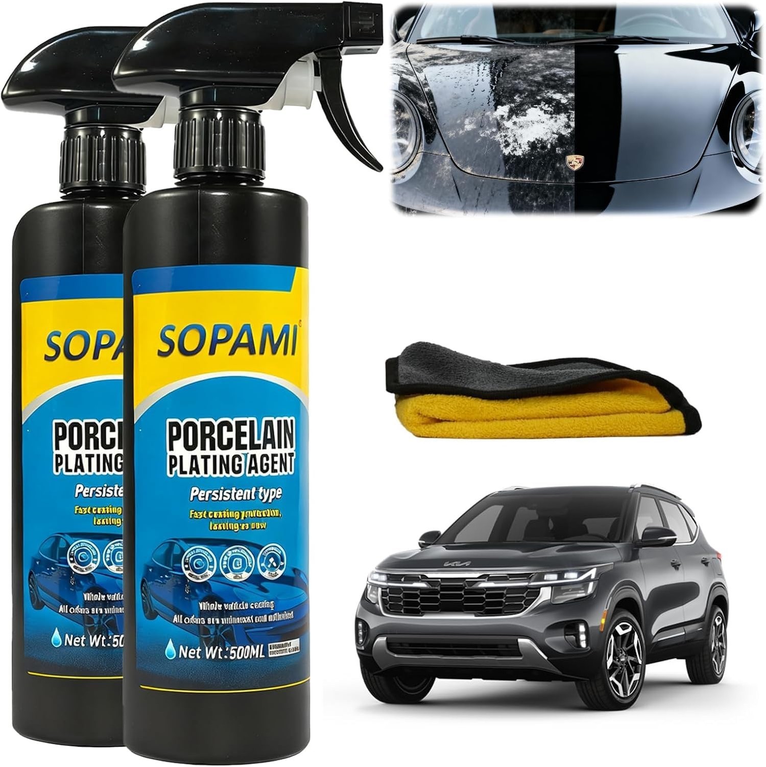 SOPAMI Ceramic Coating Spray (2 Pack), High-Gloss Car Polish & Paint Sealant,…