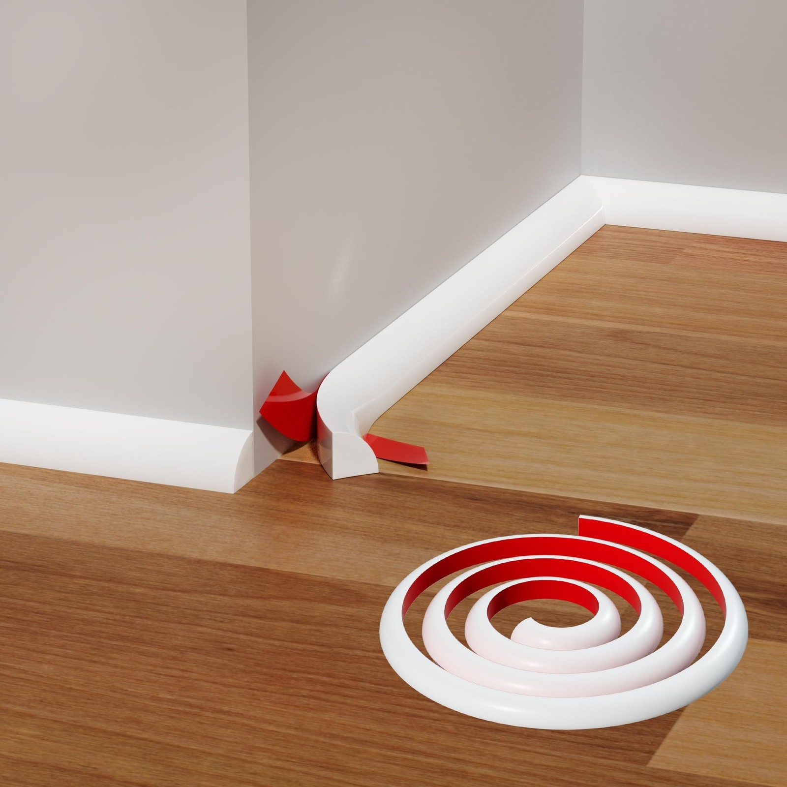 Flexible Quarter Round Molding, Wall Trim Peel and Stick, Bendable Rubber Edg…