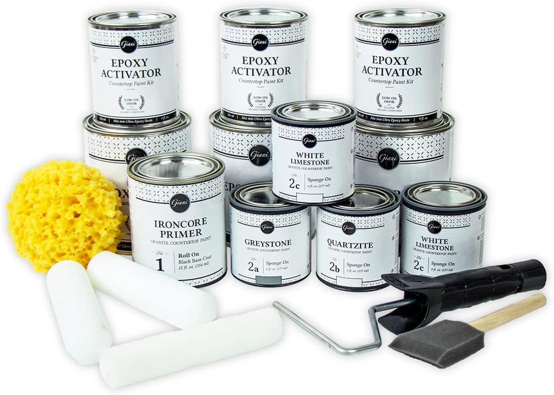 Granite Countertop Paint Kit 2.0 Epoxy Topcoat (White Diamond)