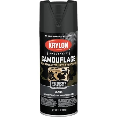 Krylon Camouflage Paint Black 11 Ounce Ultra Flat Non Reflective Chip Resistant