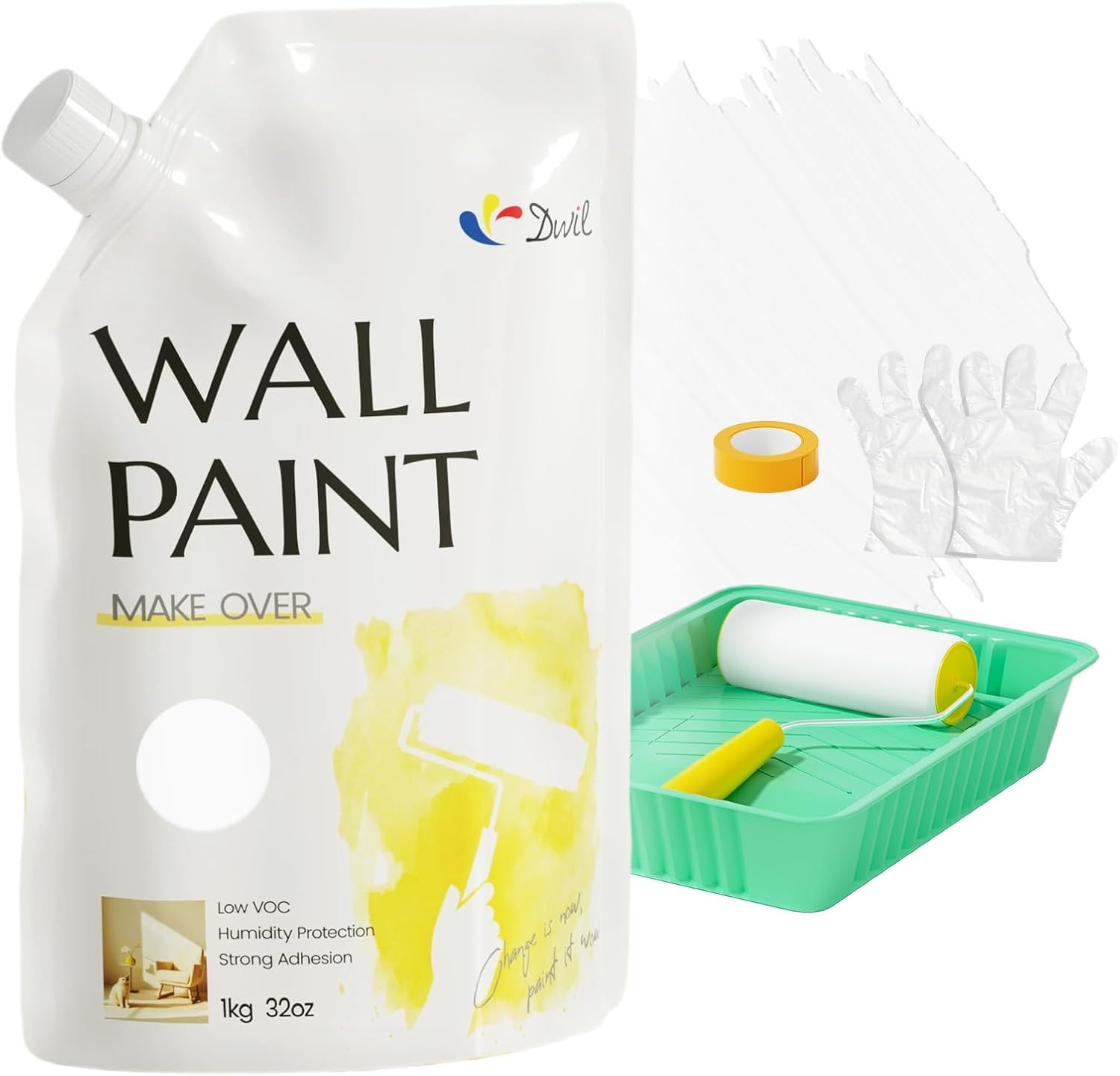 White Paint for Wall 32 Oz Covers 80-86 Sq.Ft Sq.Ft Water-Based Ceiling Paint wi