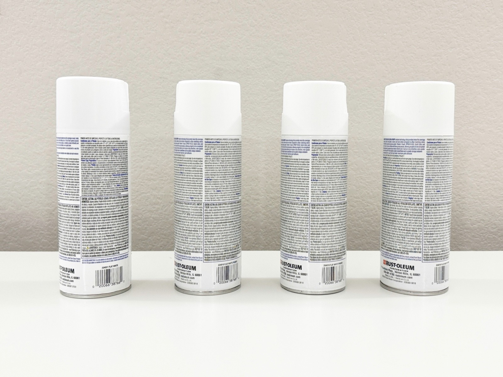 Rustoleum Spray Paint White + Primer Set, 1 New 3 Used, Sold As Is 4pcs