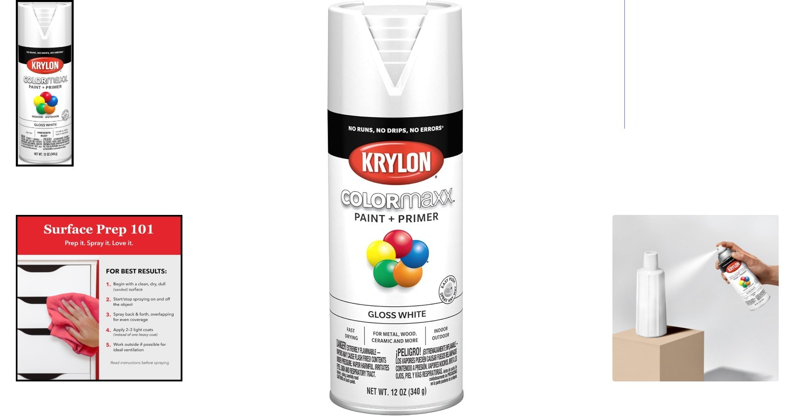 Versatile 12 Oz Gloss White Spray Paint & Primer by COLORmaxx – Decorate Easily