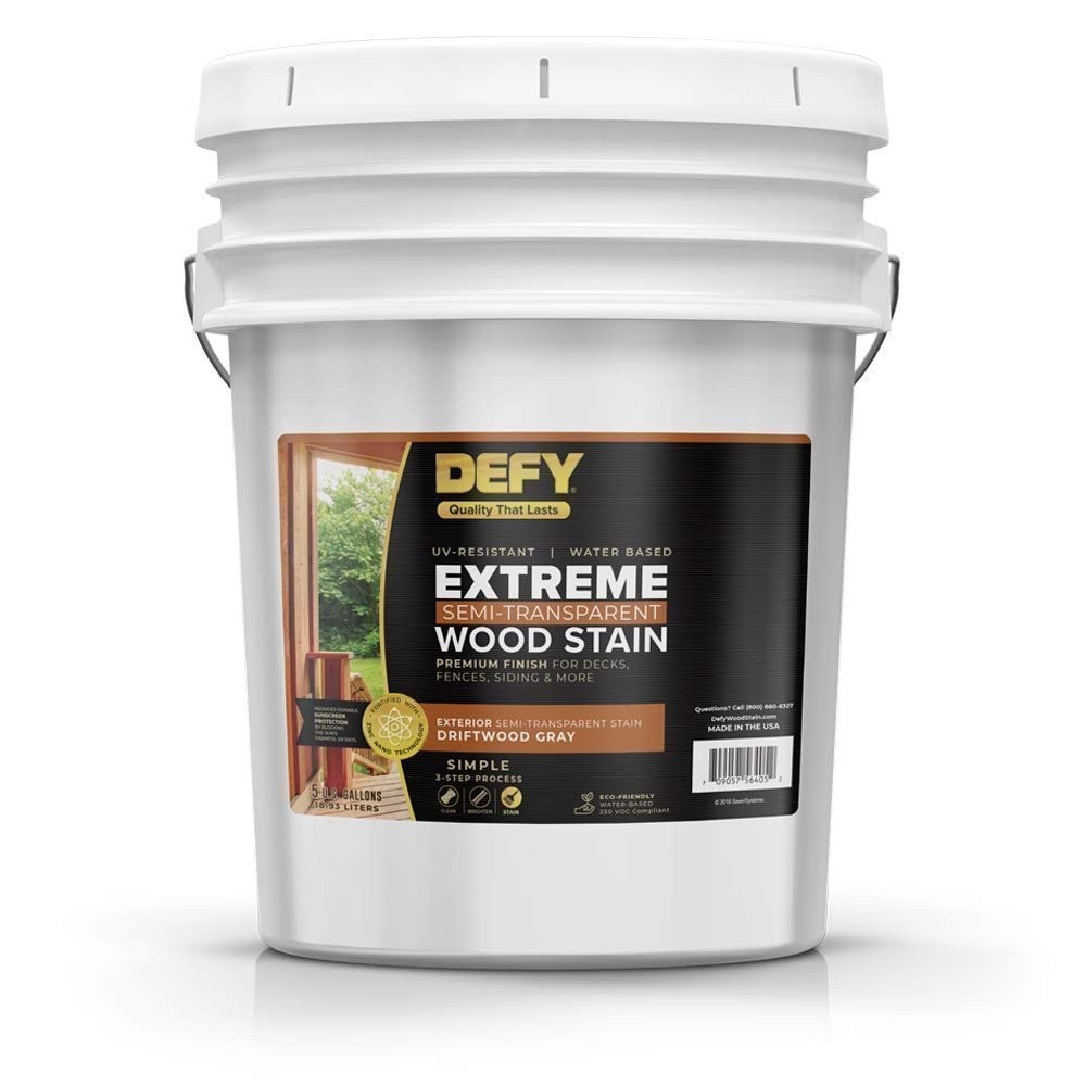 DEFY Extreme 1 Gallon Semi-Transparent Exterior Wood Stain, Driftwood Gray