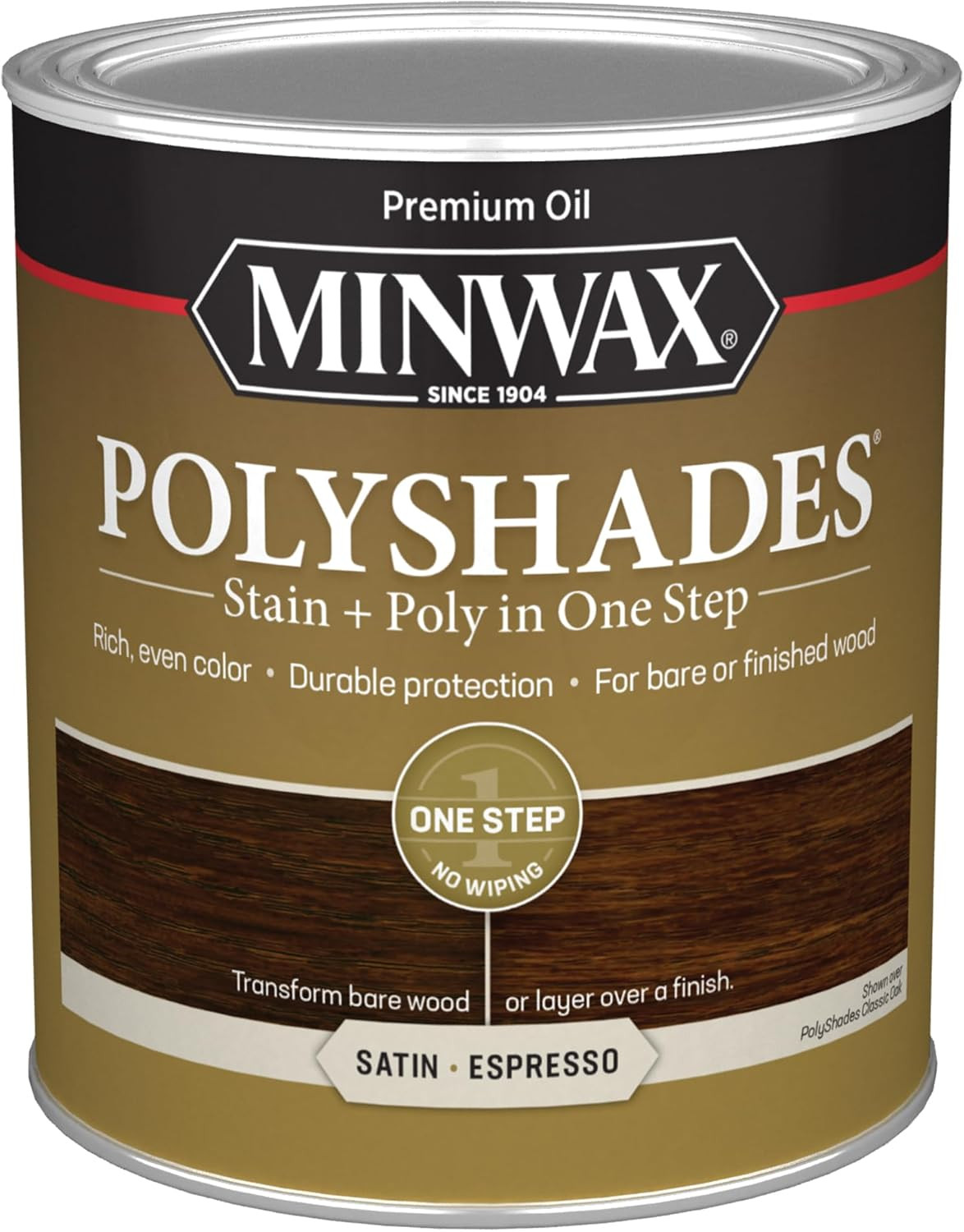 613970444 Polyshades – Stain & Polyurethane in 1 Step, Quart, Espresso, Satin