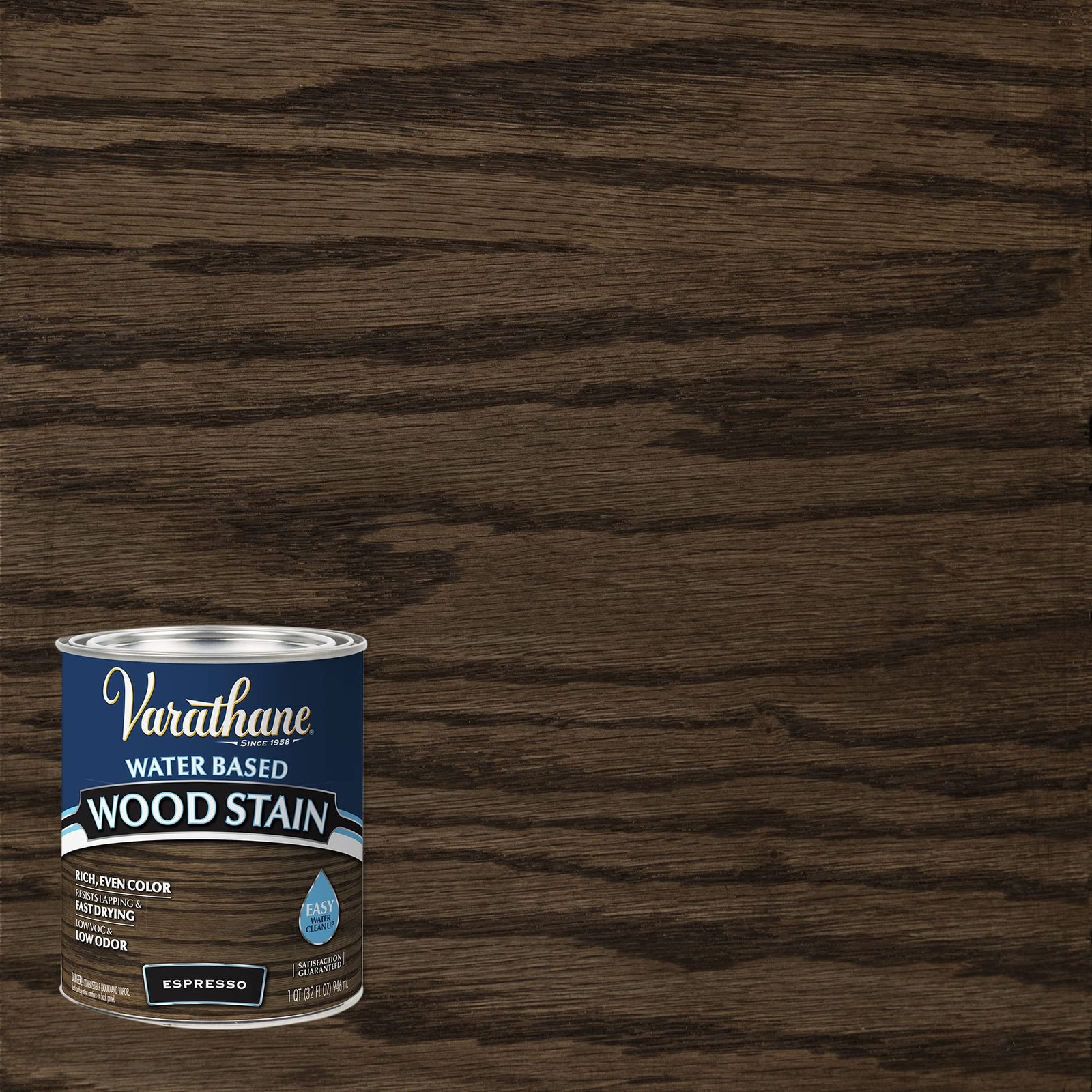 Varathane Water Based Espresso Wood Stain Quart Fast Dry Low Odor High Coverage