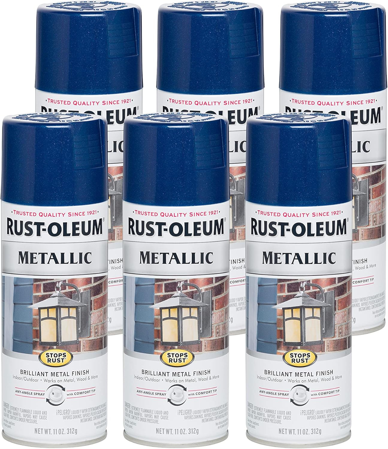 7251830-6PK Stops Rust Metallic Spray Paint, 11 Oz, Cobalt Blue, 6 Pack