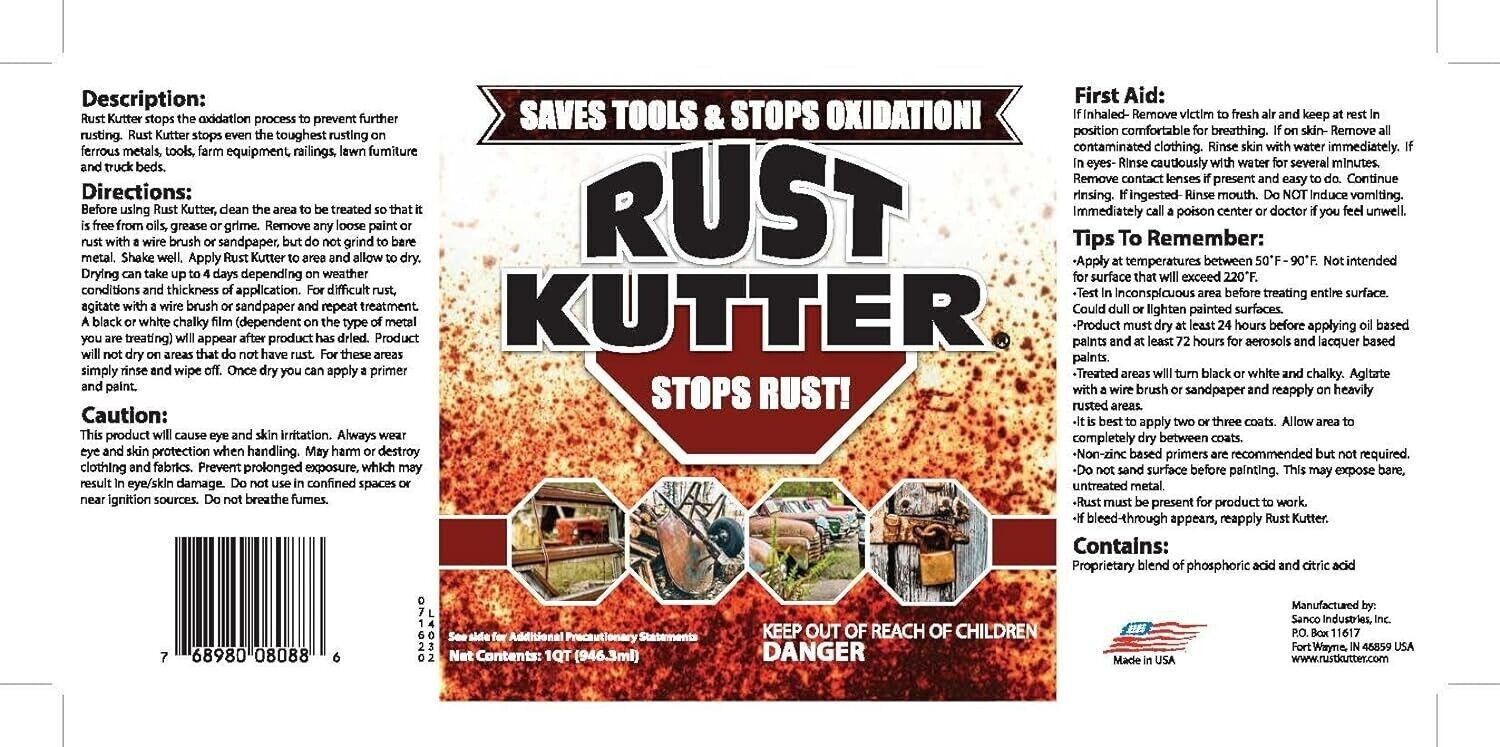 Rust Kutter – Stops Rust and Converts Rust Spots to Leave A Primed Surface