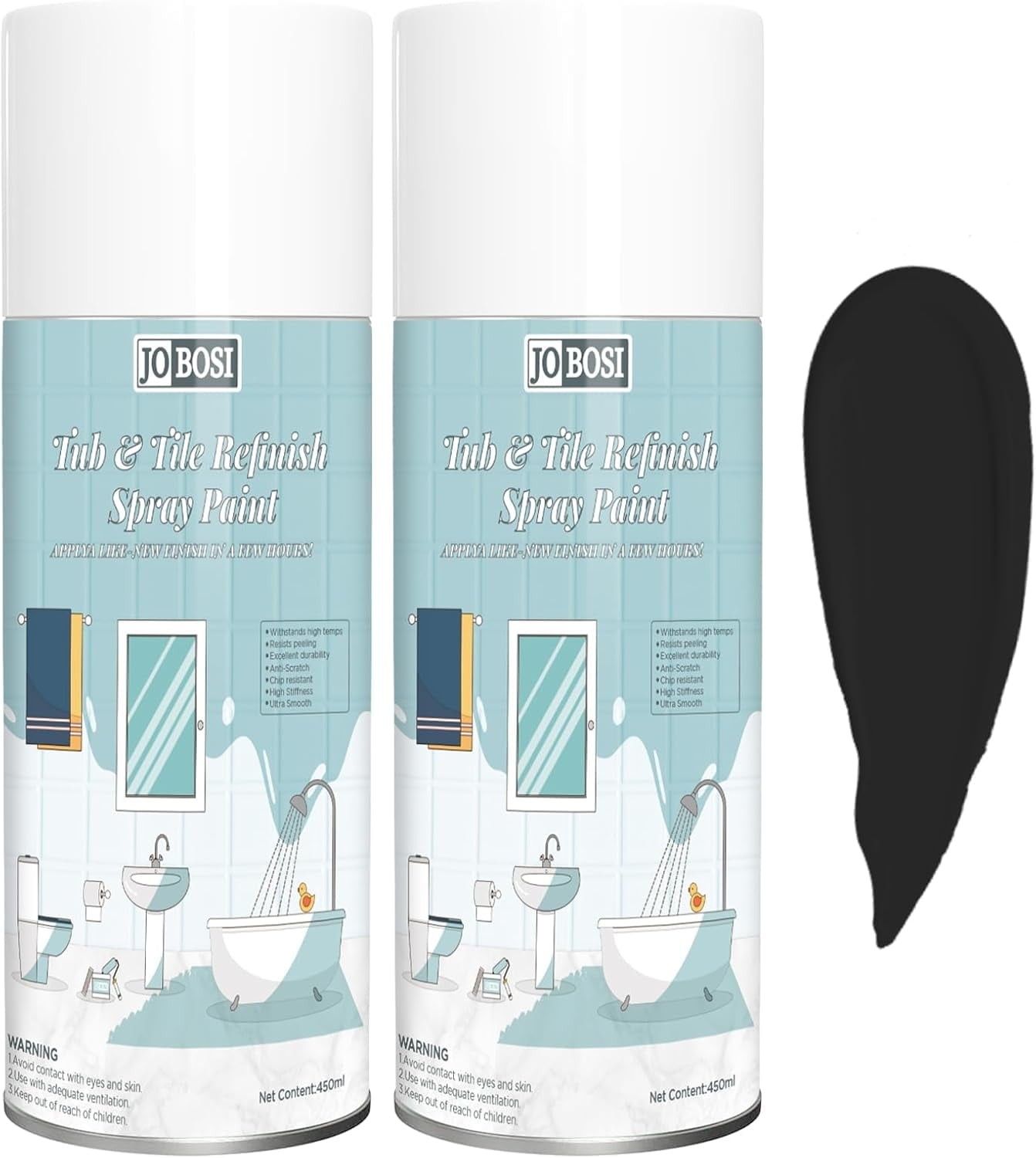 2 PCS Black Ceramic Spray Paint 450ml – Ideal for DIY Home & Craft Coating