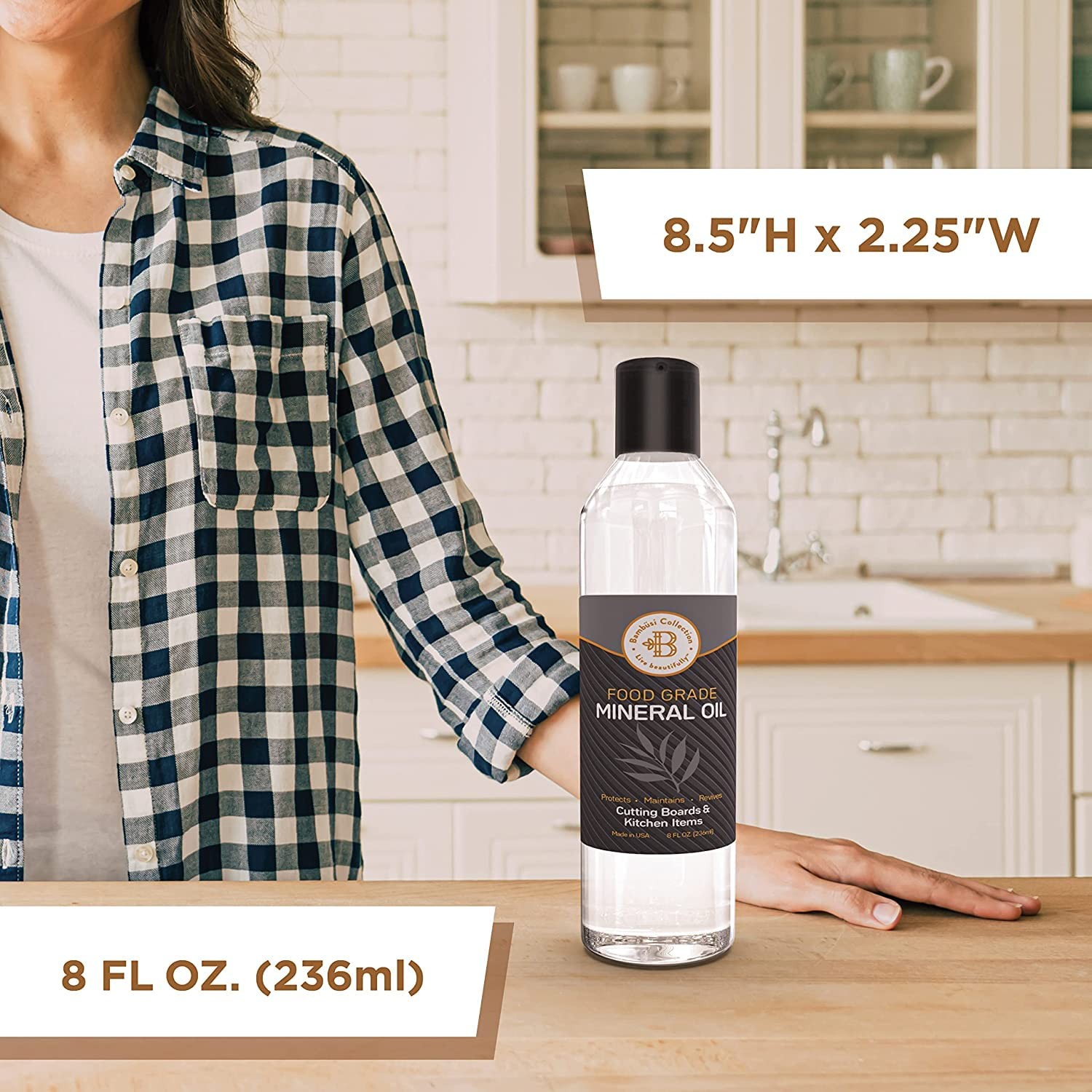 Mineral Oil for Wood Cutting Board – Food Grade 8 Fl Oz, Transparent