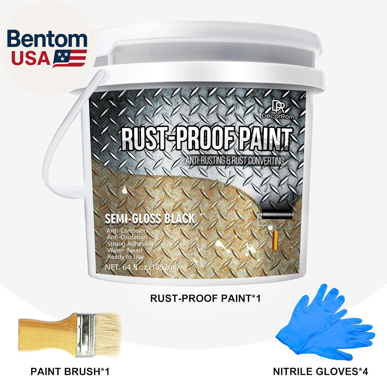 2 in 1 Rust Converter & Metal Primer – 64Oz Black Rust Reformer Paint for Metal,