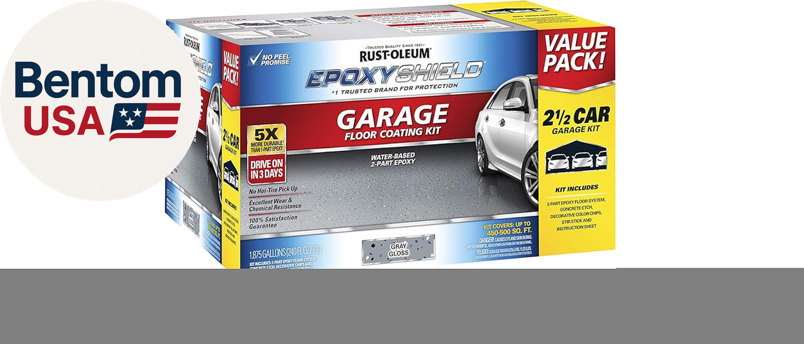 261845 EPOXYSHIELD Garage Floor Coating Kit, 2.5 Car, Gloss Gray