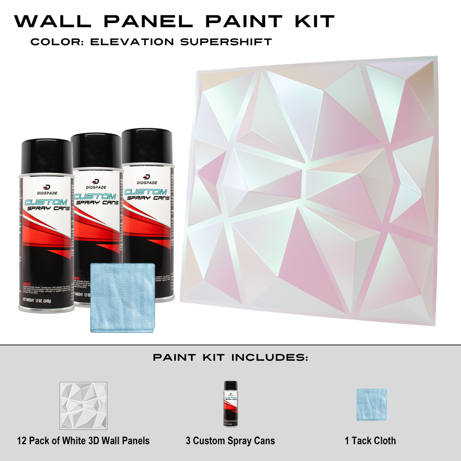 Elevation SuperShift White Wall Panel Paint Kit Green Blue Purple Pink
