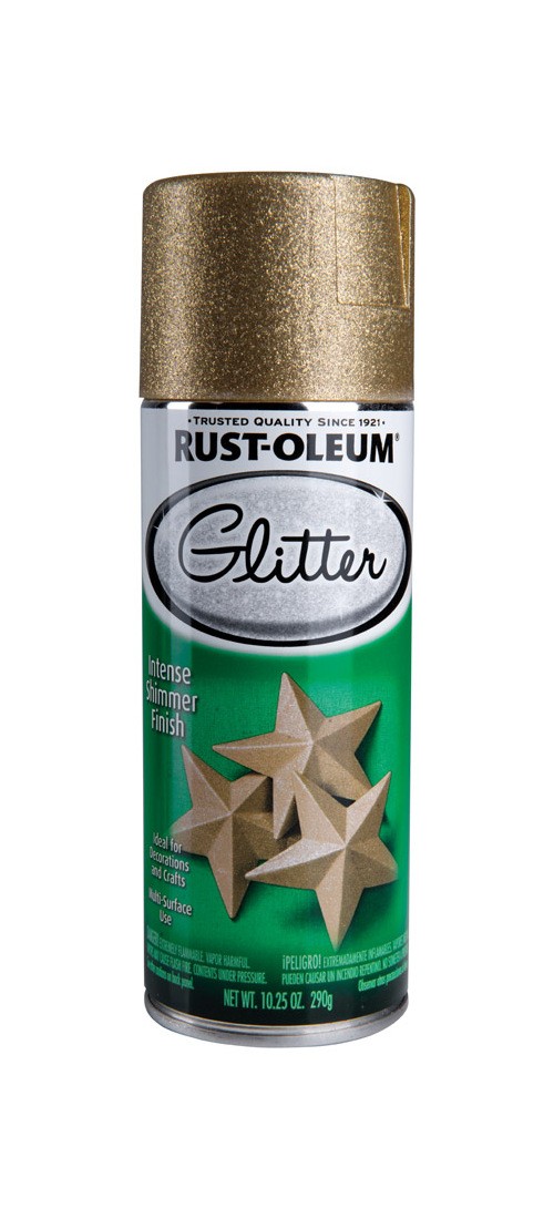 Rust-Oleum 301495 Glitter Spray Paint, Shimmer, Gold, 10.25 oz, Aerosol Can