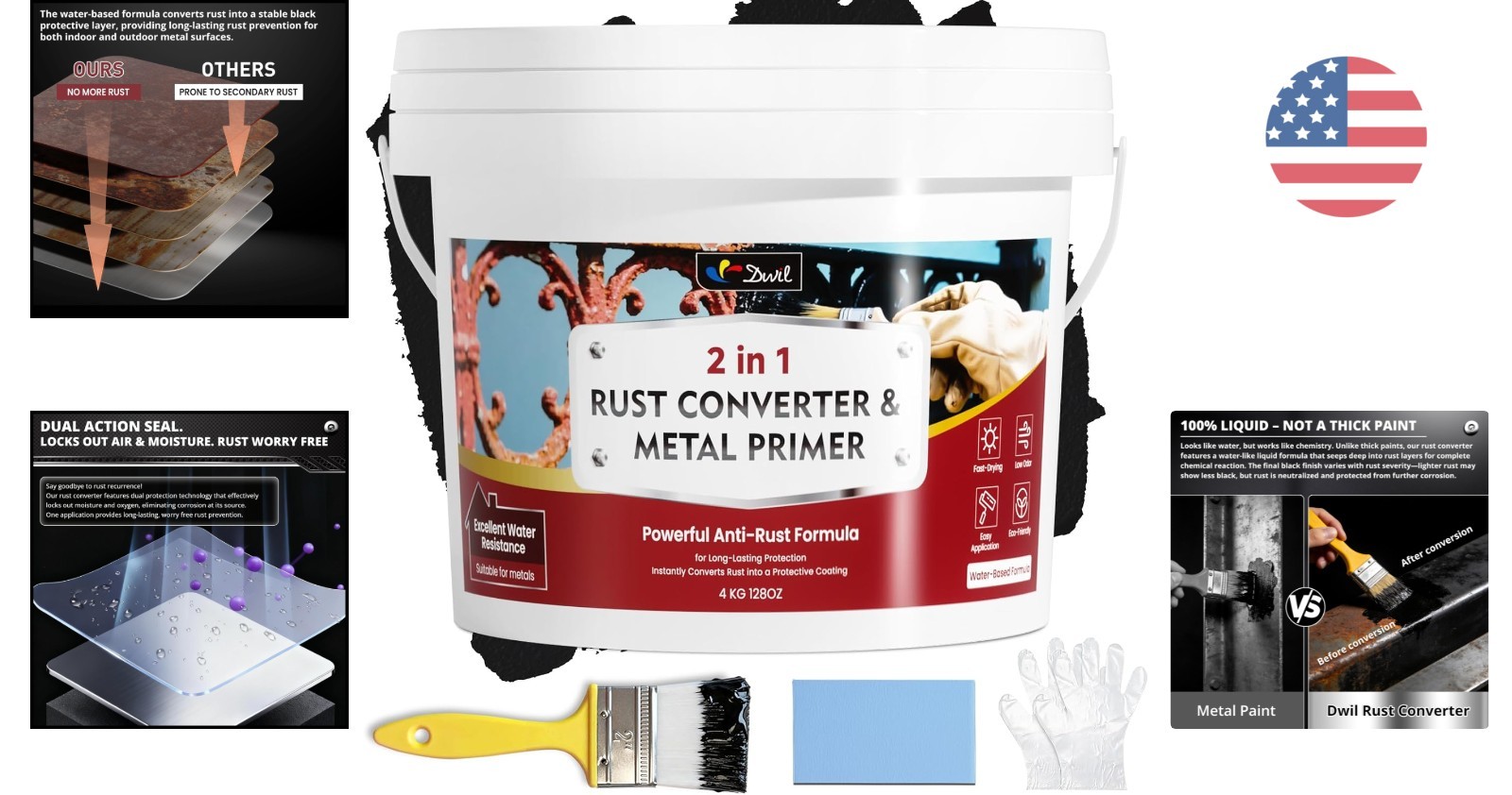 Rust Prevention Paint for Metal Surfaces – Easy Application, 1 Gal Black